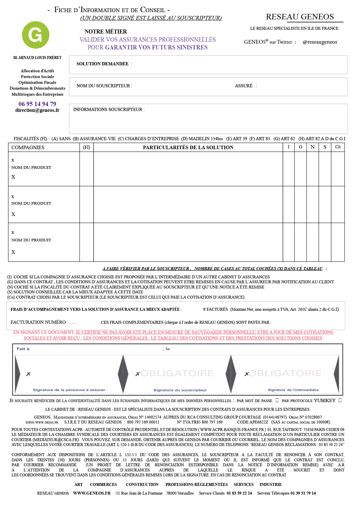 Plaquette Informations Honoraires 2016